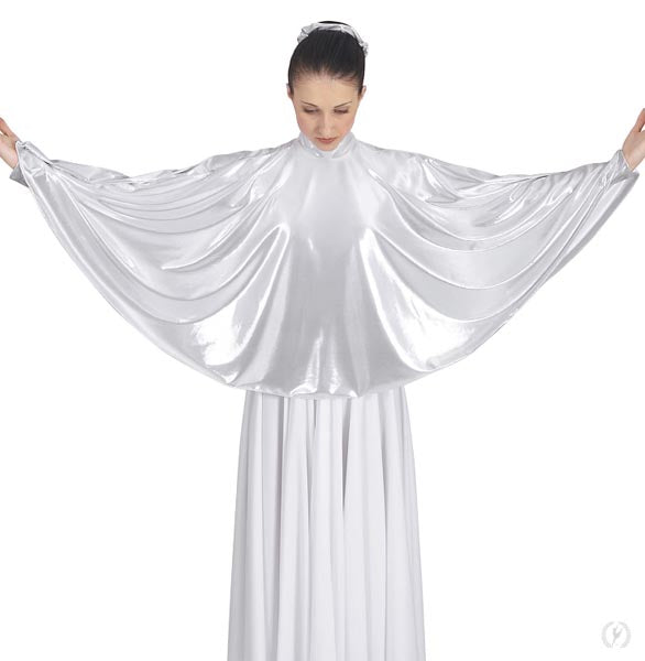 Eurotard 14739 Women's Guiding Light Metallic Mock Neck Praise Cape Silver